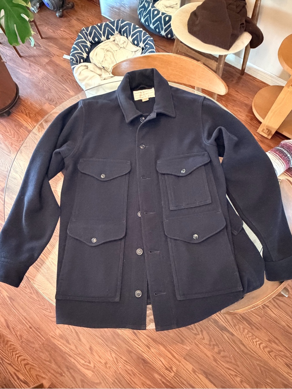 Filson Mackinaw Wool Cruiser Jacket- Navy Medium Long
